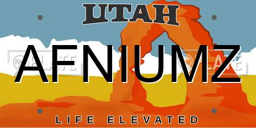 AFNIUMZ Utah License Plate