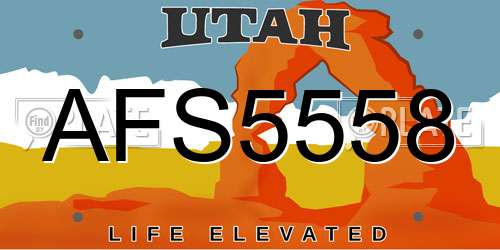 AFS5558 Utah License Plate