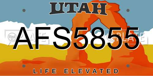 AFS5855 Utah License Plate