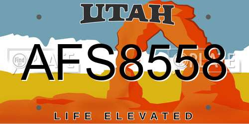 AFS8558 Utah License Plate