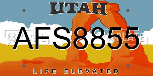 AFS8855 Utah License Plate