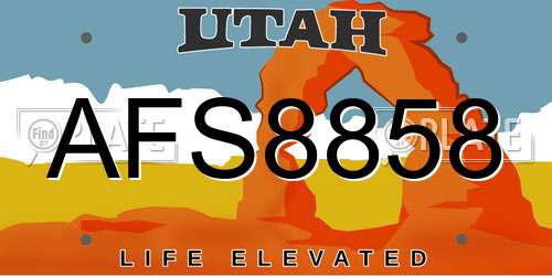 AFS8858 Utah License Plate