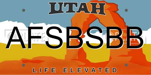 AFSBSBB Utah License Plate