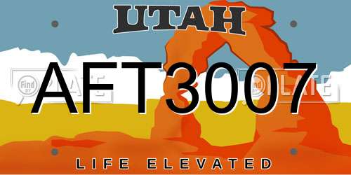 AFT3007 Utah License Plate