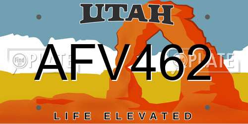 AFV462 Utah License Plate