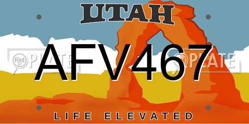 AFV467 Utah License Plate