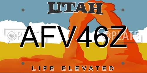 AFV46Z Utah License Plate