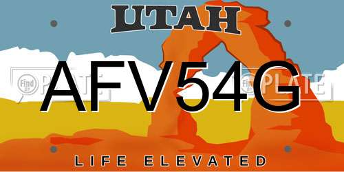 AFV54G Utah License Plate