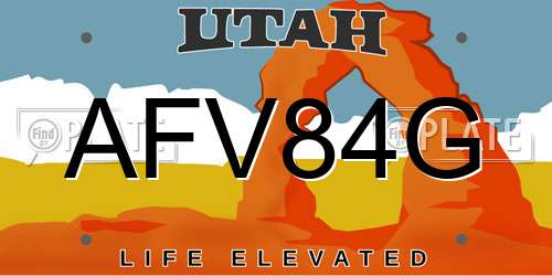 AFV84G Utah License Plate