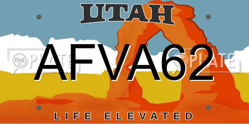 AFVA62 Utah License Plate