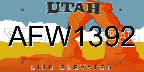 AFW1392 Utah License Plate