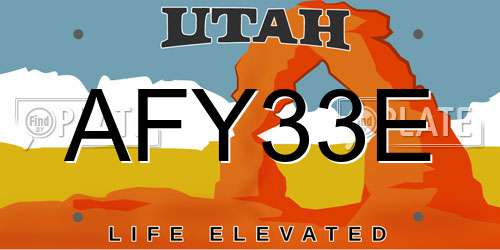 AFY33E Utah License Plate