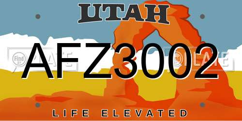 AFZ3002 Utah License Plate
