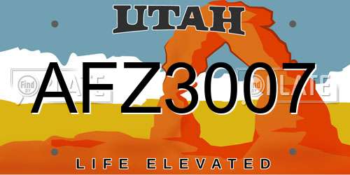 AFZ3007 Utah License Plate