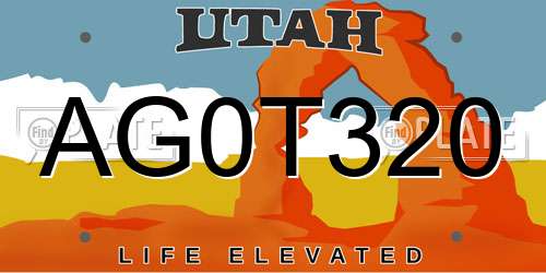 AG0T320 Utah License Plate