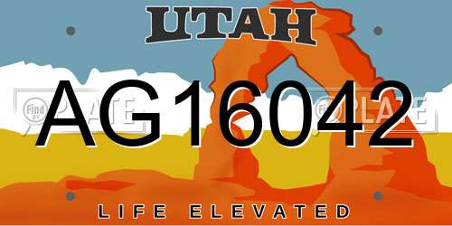 AG16042 Utah License Plate