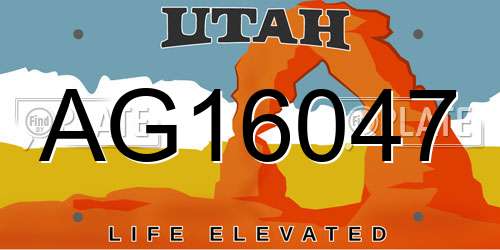 AG16047 Utah License Plate