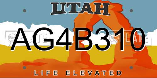 AG4B310 Utah License Plate