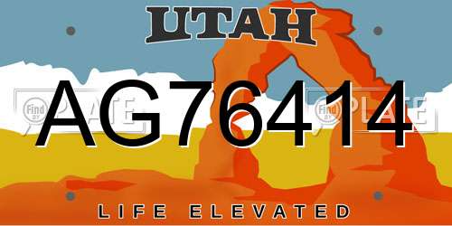 AG76414 Utah License Plate
