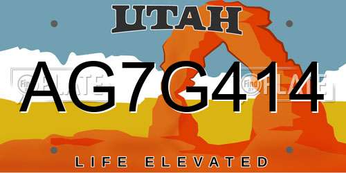 AG7G414 Utah License Plate