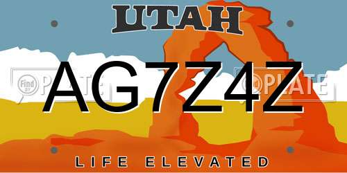 AG7Z4Z Utah License Plate