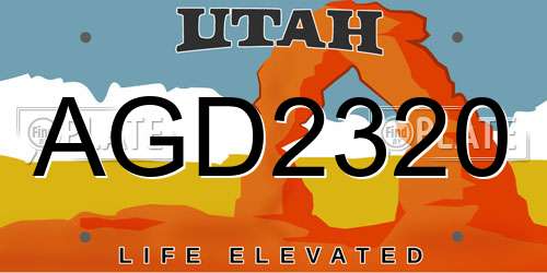 AGD2320 Utah License Plate