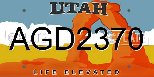 AGD2370 Utah License Plate