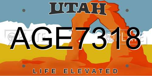 AGE7318 Utah License Plate