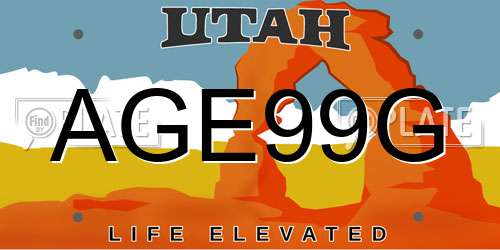 AGE99G Utah License Plate