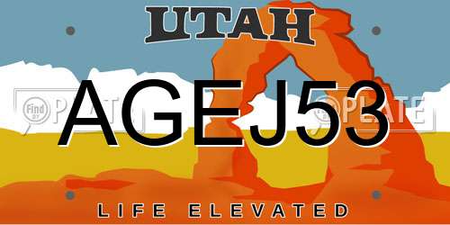 AGEJ53 Utah License Plate