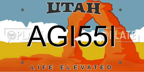 AGI55I Utah License Plate