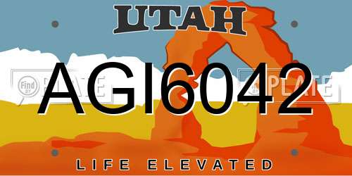 AGI6042 Utah License Plate