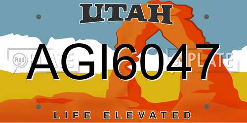 AGI6047 Utah License Plate
