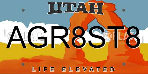AGR8ST8 Utah License Plate