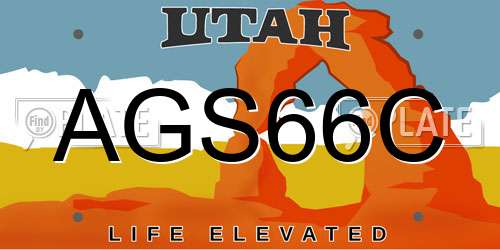 AGS66C Utah License Plate