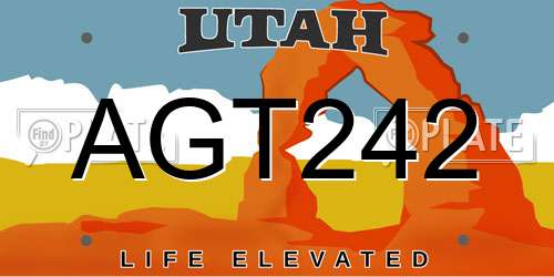AGT242 Utah License Plate