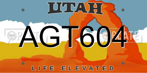 AGT604 Utah License Plate