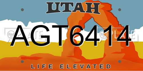 AGT6414 Utah License Plate