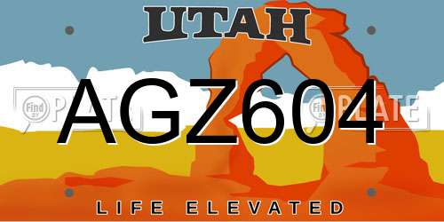 AGZ604 Utah License Plate