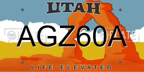 AGZ60A Utah License Plate
