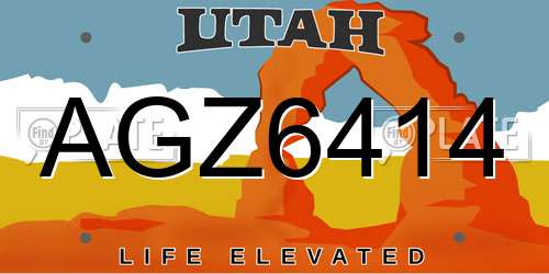 AGZ6414 Utah License Plate