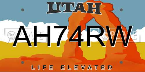 AH74RW Utah License Plate