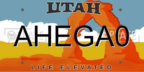 AHEGA0 Utah License Plate