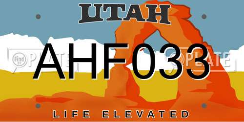 AHF033 Utah License Plate