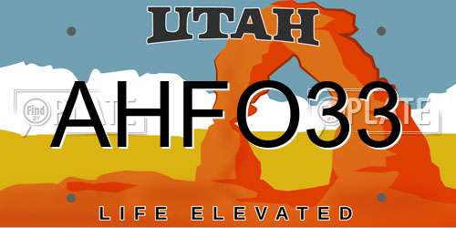 AHFO33 Utah License Plate