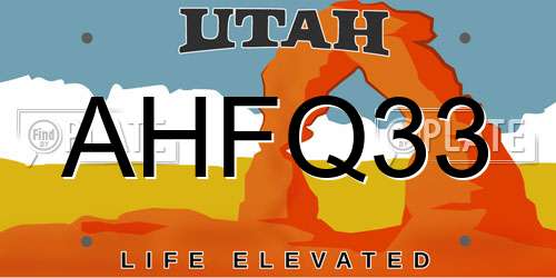 AHFQ33 Utah License Plate