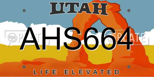 AHS664 Utah License Plate