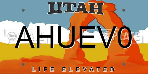AHUEV0 Utah License Plate