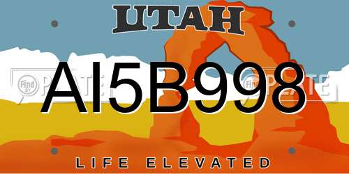AI5B998 Utah License Plate