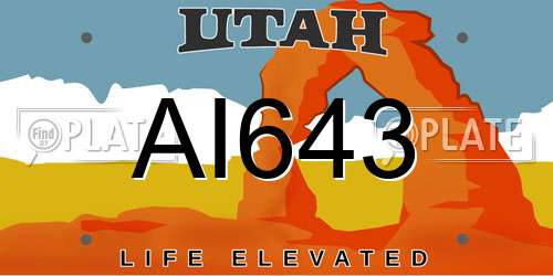 AI643 Utah License Plate